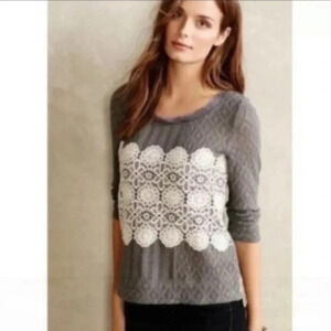 Anthropologie Meadow Rue Crochet Overlay Sweater